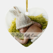 Rustieke 1e Kerstmis Nieuwe Mama & Dady Custom Fot Keramisch Ornament (Voorkant)