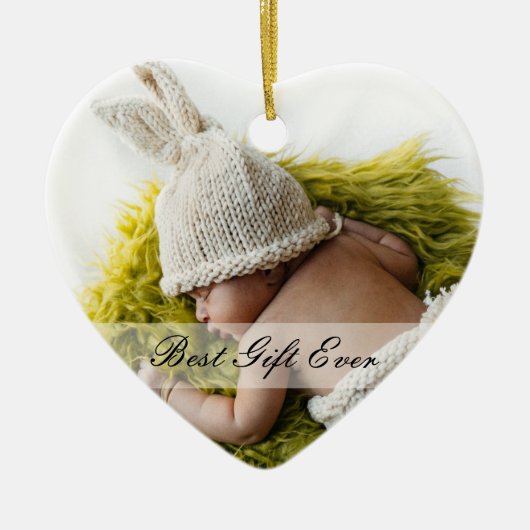 Rustieke 1e Kerstmis Nieuwe Mama & Dady Custom Fot Keramisch Ornament (Voorkant)