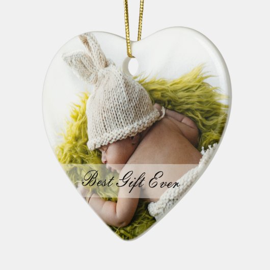 Rustieke 1e Kerstmis Nieuwe Mama & Dady Custom Fot Keramisch Ornament (Links)