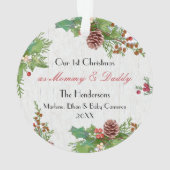 Rustieke 1e Kerstmis Nieuwe Mama & Papa Milestone  Ornament (achterkant)