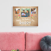 Rustieke 1e Vaderdag Papa Herinnering 3 Foto Canvas Afdruk (Insitu (Woonkamer))