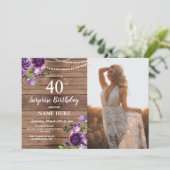 Rustieke 21e 30e 40e Verjaardag Party Wood Foto Kaart (Staand voorkant)