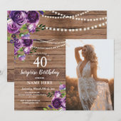 Rustieke 21e 30e 40e Verjaardag Party Wood Foto Kaart (Voorkant / Achterkant)