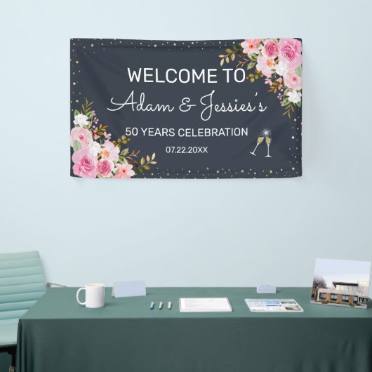 Rustieke 25e huwelijksjubileum champagne achtergro spandoek (Beurs)
