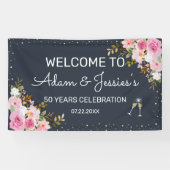 Rustieke 25e huwelijksjubileum champagne achtergro spandoek (Horizontaal)