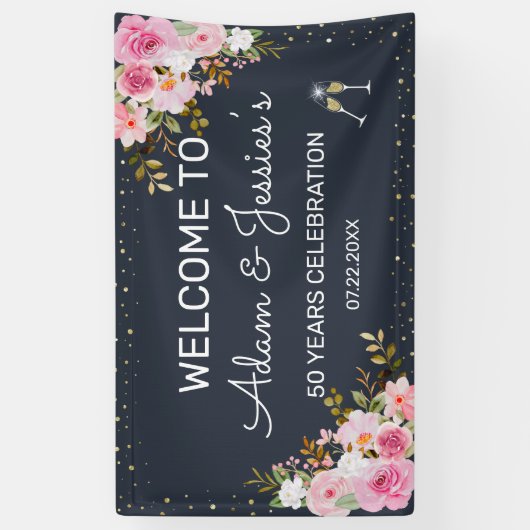 Rustieke 25e huwelijksjubileum champagne achtergro spandoek (Verticaal)