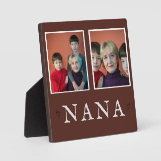 Rustieke 2-foto gepersonaliseerde oma plaque fotoplaat