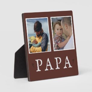 Rustieke 2-foto gepersonaliseerde opa plaque fotoplaat