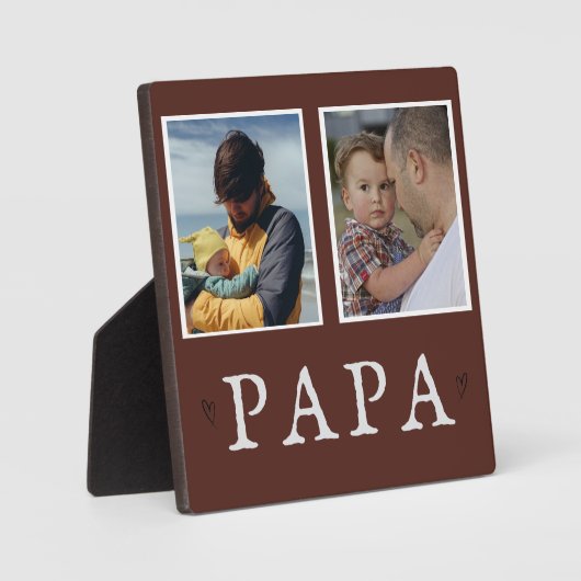 Rustieke 2-foto gepersonaliseerde opa plaque fotoplaat (Voorkant)