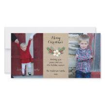 Rustieke 2 foto Kerstkaart / jute rood wit