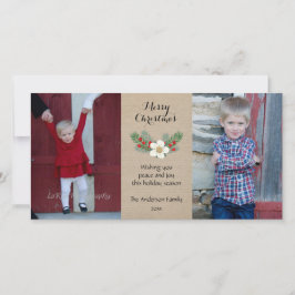 Rustieke 2 foto Kerstkaart / jute rood wit