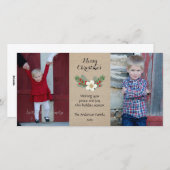 Rustieke 2 foto Kerstkaart / jute rood wit (Voorkant / Achterkant)