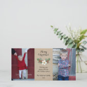 Rustieke 2 foto Kerstkaart / jute rood wit (Staand voorkant)