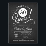 Rustieke 30e bruiloft Jubileum - Krijtbord Wit Kaart<br><div class="desc">Rustieke 30ste verjaardag Uitnodiging met zwart krijtbord patroon en wit script lettertype. Hoera voor 30 jaar! Perfect voor een elegant feest. Stuur me een bericht als je nog meer aanpassingen nodig hebt.</div>