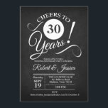 Rustieke 30e bruiloft Jubileum - Krijtbord Wit Kaart<br><div class="desc">Rustieke 30ste verjaardag Uitnodiging met zwart krijtbord patroon en wit script lettertype. Hoera voor 30 jaar! Perfect voor een elegant feest. Stuur me een bericht als je nog meer aanpassingen nodig hebt.</div>