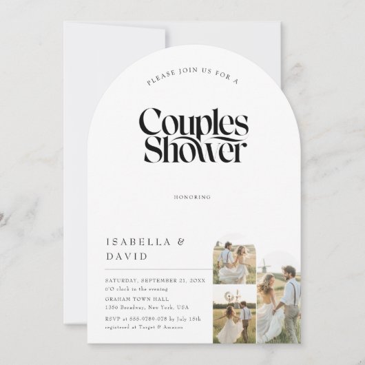 Rustieke 3 Foto Boog Script Budget Koppels Bruispa Kaart (Voorkant)