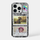 Rustieke 3 foto collage zwarte planken iPhone hoesje (Achterkant)