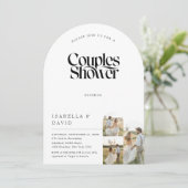 Rustieke 3 foto's boog script budget koppels bruis kaart (Staand voorkant)