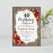 Rustieke 40e verjaardag - Rozen Zonnebloemen Hout Kaart (Staand voorkant)