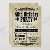 Rustieke  40e Verjaardagsfeestuitnodiging Kaart (Voorkant / Achterkant)