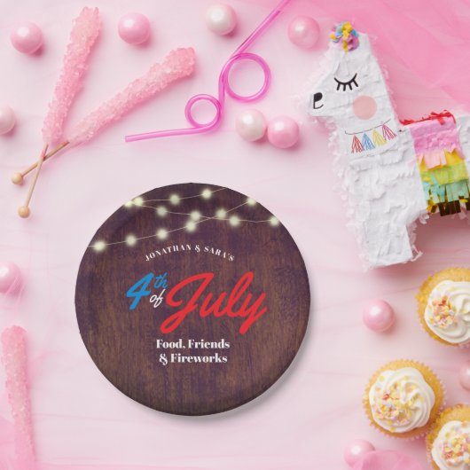 Rustieke 4 juli Summer Party Papieren Bordje (Feest)