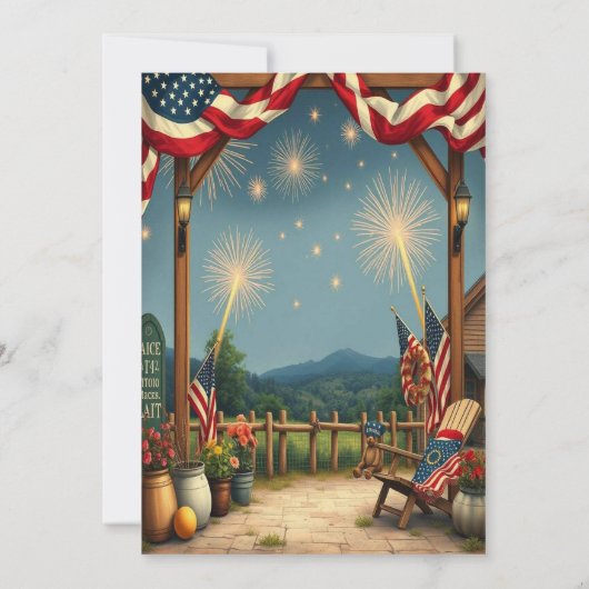 Rustieke 4 juli Uitnodiging Kaart - Patriottisch (Achterkant)