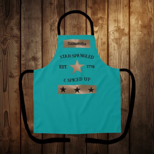 Rustieke 4 juli unieke koper en turquoise schort