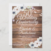 Rustieke 50e bruiloft Jubileum Floral Kaart (Voorkant)