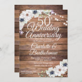 Rustieke 50e bruiloft Jubileum Floral Kaart (Voorkant / Achterkant)