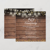 Rustieke 50e verjaardag Gouden Hartjes Slingerlich Kaart (Voorkant / Achterkant)