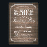 Rustieke 50e verjaardag uitnodiging Bloemen<br><div class="desc">Rustieke 50e verjaardag uitnodiging met rustieke houten achtergrond en bloemenpatroon. Verjaardag voor volwassenen. Verjaardag van Mannen of vrouwen. Kinder jongen of meisje dame tiener Bday Nodig uit. 13e 15e 16e 18e 20e 21e 30e 40e 50e 60e 70e 80e 90e 100e. Elke leeftijd. Voor verdere aanpassing klikt u op de knop...</div>