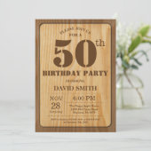 Rustieke 50e Verjaardag Uitnodiging  Hout (Staand voorkant)