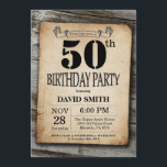 Rustieke 50e Verjaardag Uitnodiging  Hout<br><div class="desc">Rustieke 50e verjaardag uitnodiging met rustieke houten achtergrond. retro land. Verjaardag voor volwassenen. Verjaardag van Mannen of vrouwen. Kinder jongen of meisje dame tiener Bday Nodig uit. 13e 15e 16e 18e 20e 21e 30e 40e 50e 60e 70e 80e 90e 100e. Elke leeftijd. Voor verdere aanpassing klikt u op de knop...</div>