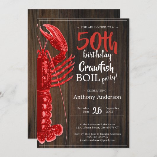 Rustieke 50e Verjaardagsfeestje Roodbaars Boil Roo Kaart (Voorkant / Achterkant)