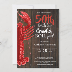 Rustieke 50e Verjaardagsfeestje Roodbaars Boil Roo Kaart