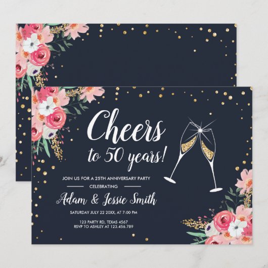 Rustieke 50ste huwelijksverjaardag uitnodiging blo (Voorkant / Achterkant)