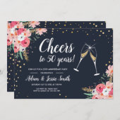Rustieke 50ste trouwdag uitnodiging bloem (Voorkant / Achterkant)