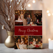 Rustieke 5 foto collage Vrolijk kerstgezin Feestdagenkaart
