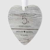 Rustieke 5e houten cadeau bruiloft Jubileum Ornament (voorkant)