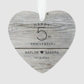 Rustieke 5e houten cadeau bruiloft Jubileum Ornament (voorkant)