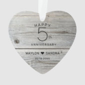Rustieke 5e houten cadeau bruiloft Jubileum Ornament (achterkant)