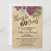 Rustieke 60e juichen voor 60 wijn thema verjaardag kaart (Voorkant)