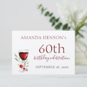 Rustieke 60e verjaardag Rode wijn Party Kraft RSVP Kaartje (Staand voorkant)