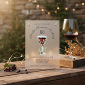 Rustieke 60e verjaardag Rode wijn Verjaardag Acryl Uitnodigingen