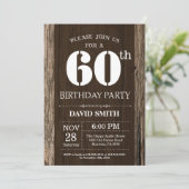 Rustieke 60e Verjaardag Uitnodiging Hout (Staand voorkant)