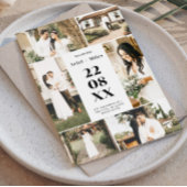 Rustieke 6 foto-collage save the date-huwelijksuit kaart