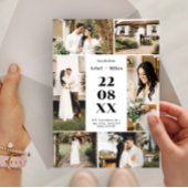 Rustieke 6 foto-collage save the date-huwelijksuit kaart
