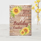 Rustieke 70e verjaardag Bloemen Zonnebloem Kaart (Gele Bloem)