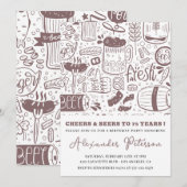 Rustieke 75e verjaardagsuitnodigingen Bier Vintage Kaart (Voorkant / Achterkant)