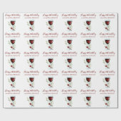 Rustieke 80e verjaardag rode wijn cadeaupapier (Vlak)